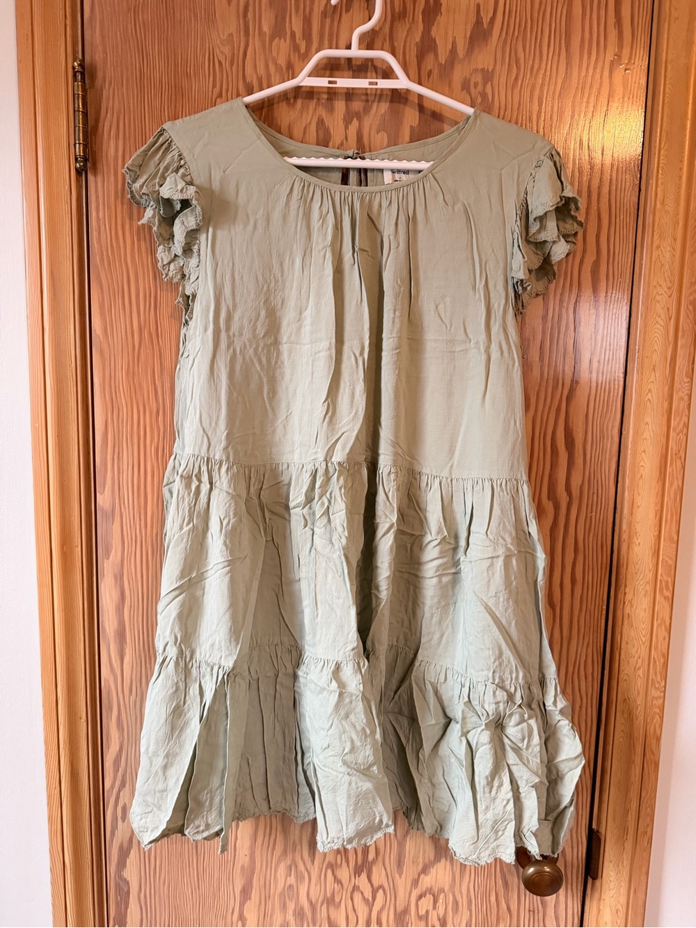 Aritzia Wilfred Sage Green Tiered Ruffle Dress